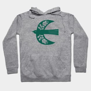 Large Folk Bird dark green Hoodie